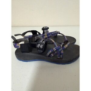 Chaco Z Cloud Women Size 6 Black Blue Geometric Strappy Hiking Sandals‎